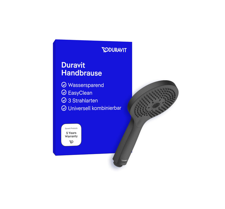 Duravit Universal Duschkopf, Duschbrause mit 3 Strahlarten (Rain, Pulse, Mono), Handbrause rund (Ø 1