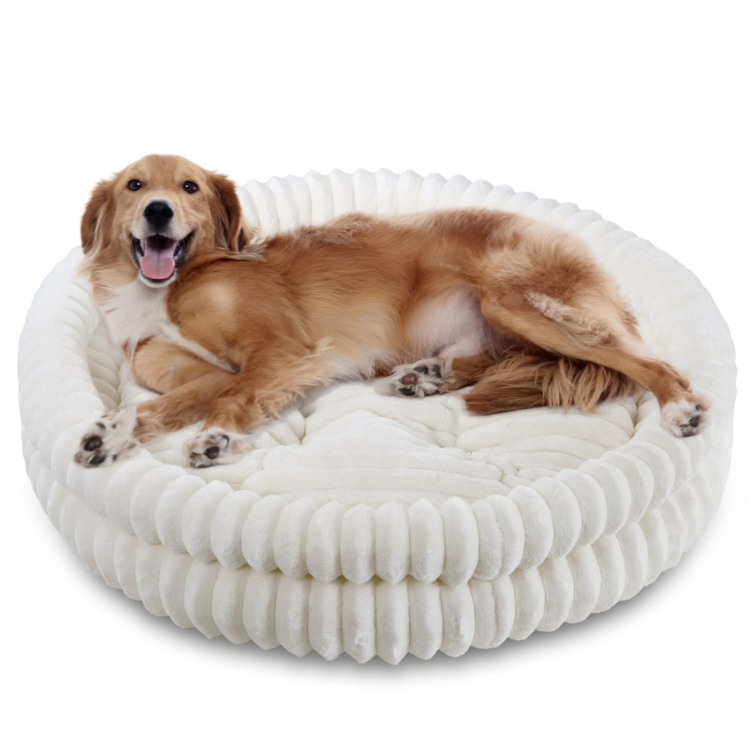 Rund Flauschiges Katzenbett waschbar Hundebett für den Winter, warm, rutschfest, maschinenwaschbar,7