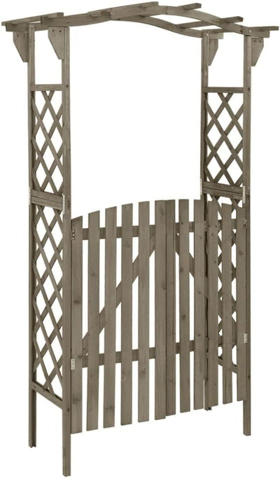 vidaXL Tannenholz Massiv Pergola mit Tor Rosenbogen Torbogen Rankhilfe Spalier Rankgitter Gartenboge