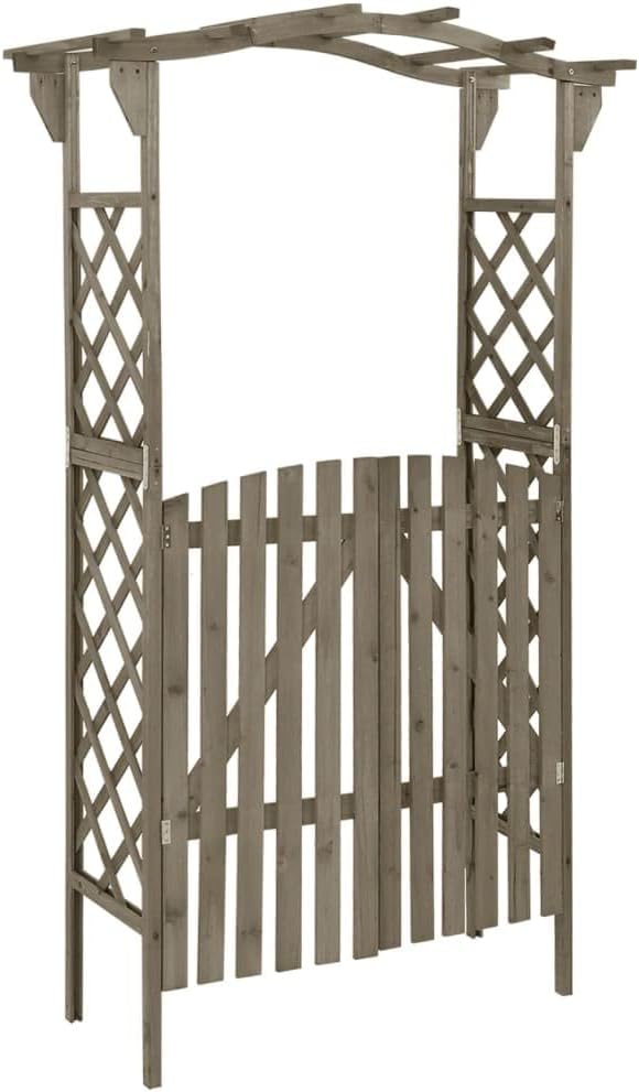 vidaXL Tannenholz Massiv Pergola mit Tor Rosenbogen Torbogen Rankhilfe Spalier Rankgitter Gartenboge