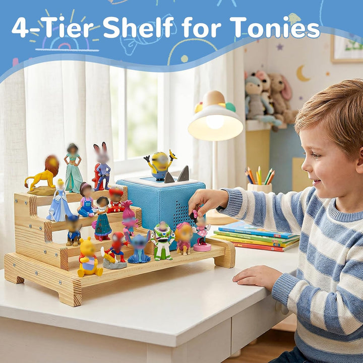 4-stöckiges Tonie Regal Kompatibel mit Toniebox Ladestation und Tonie Figuren, Magnetisches Toniereg