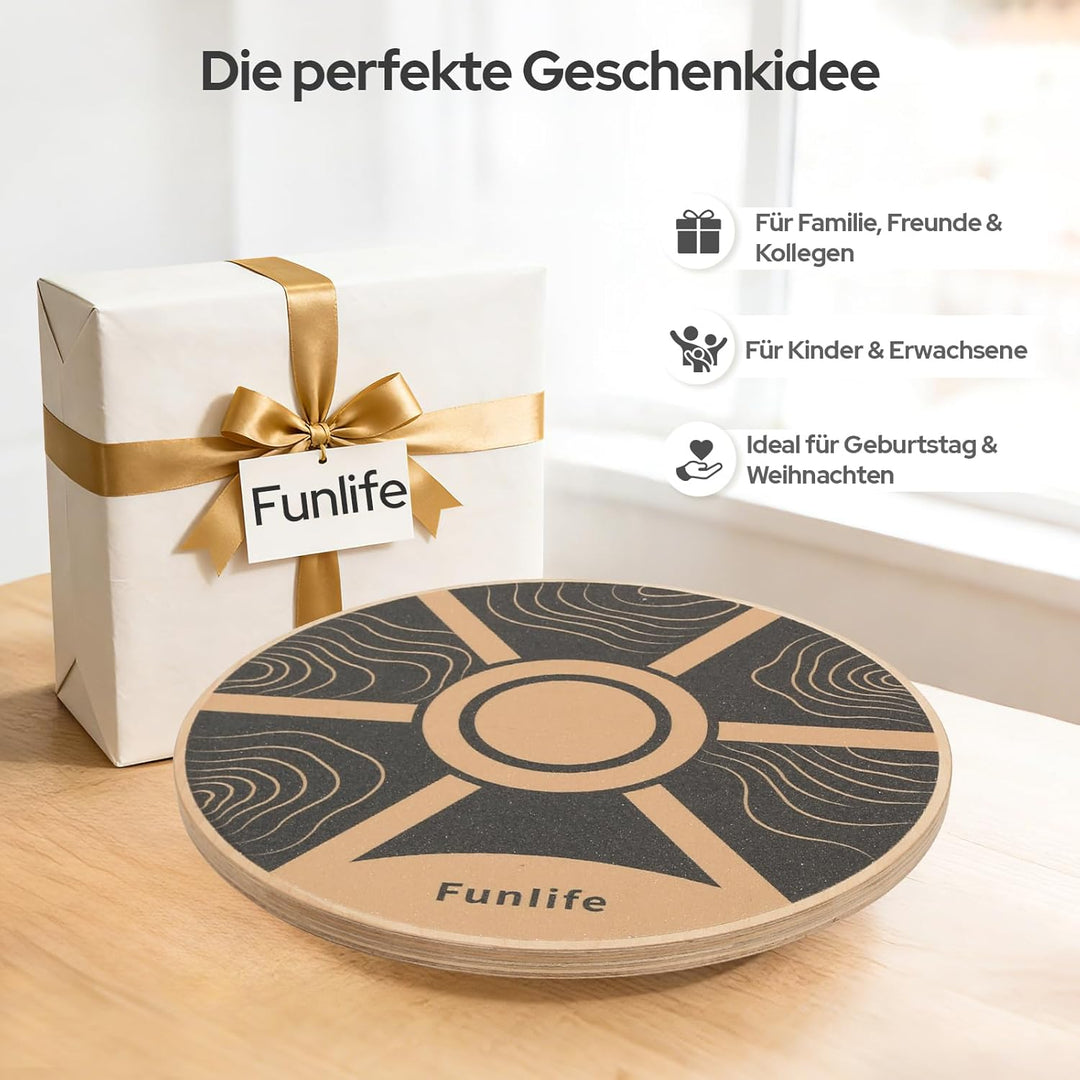 FunLife Balance Board aus Holz – Stabiler Gleichgewichtstrainer für Core Training, Fitness & Balance