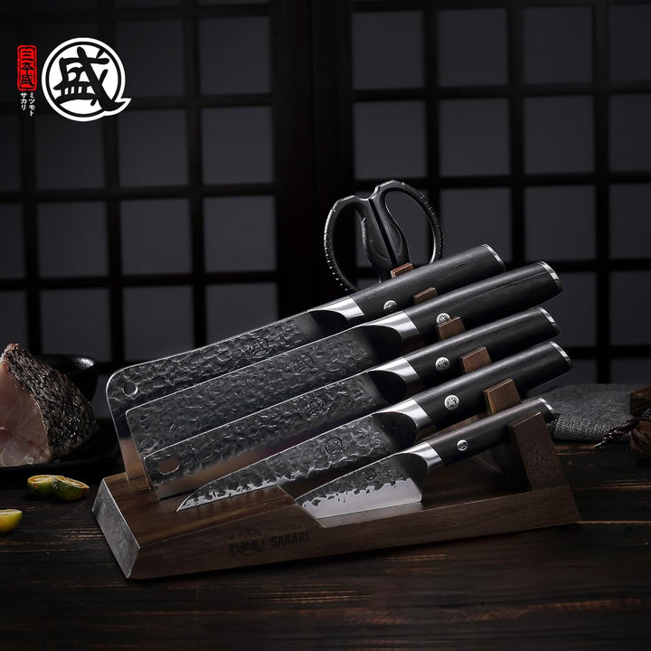 MITSUMOTO SAKARI 30 * 17 * 16cm Flacher Messerhalter, Japanischer Akazienholz Messerhalter, Küchenme