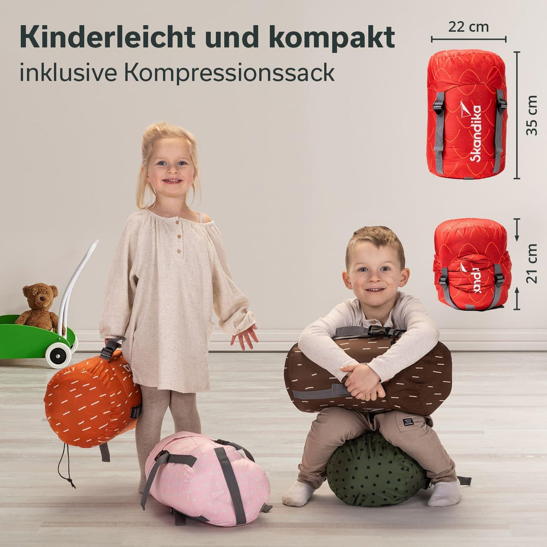 Skandika Kinderschlafsack Soti | Camping Schlafsack für Kinder bis 150 cm, buntes Design mit Tiermot