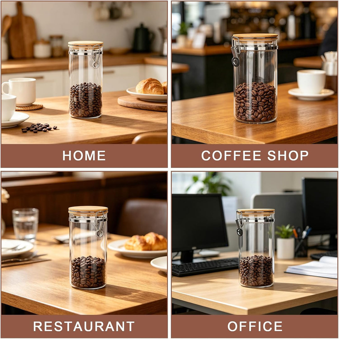 2 Stück Kaffeedose Luftdicht mit Deckel, 1.6 L Kaffeebohnen Behälter aus Glas, kaffeebohnen aufbewah