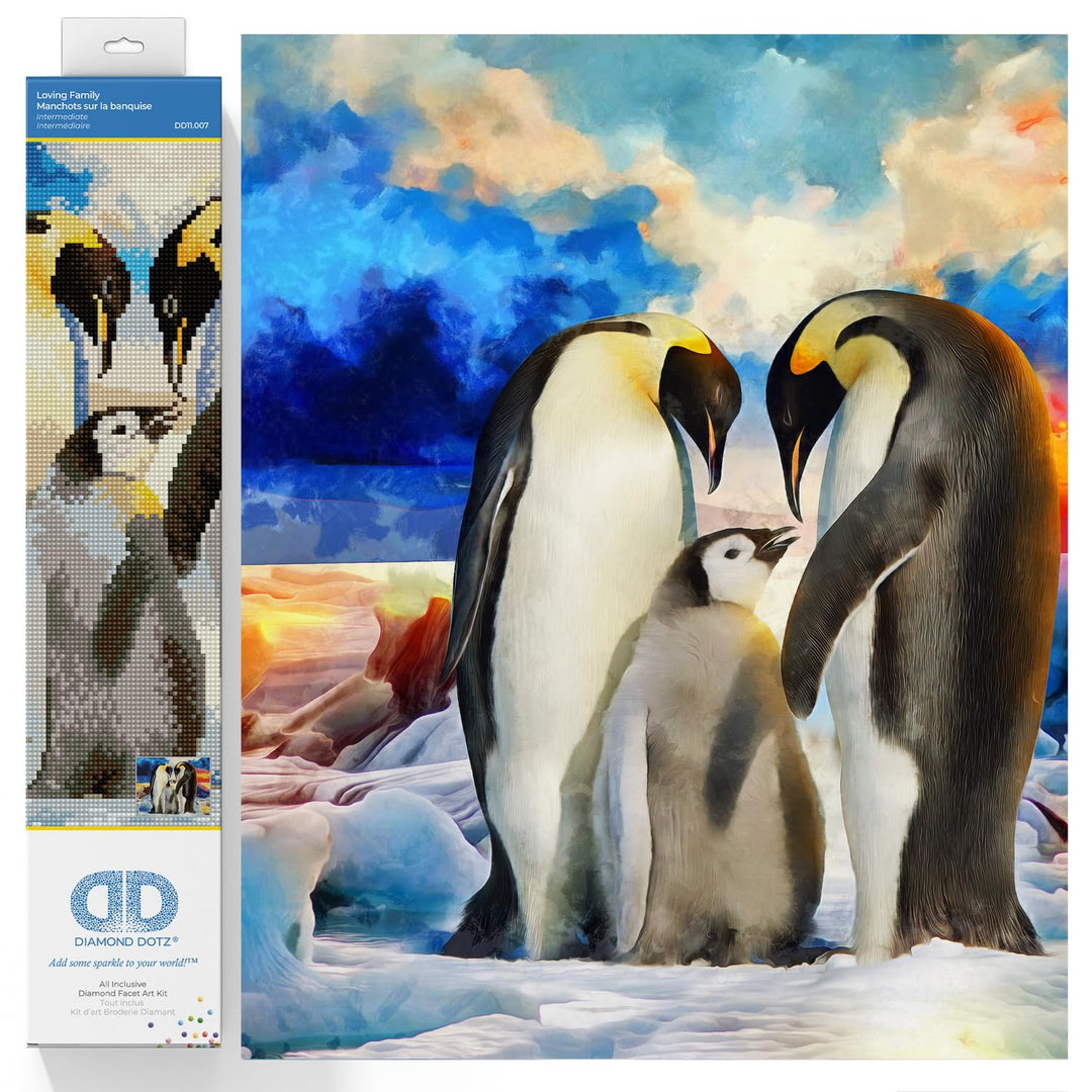 DIAMOND DOTZ 2592650 Original 5D Diamond Painting Set, Pinguin Familie, DIY Diamant-Malerei-Kit mit