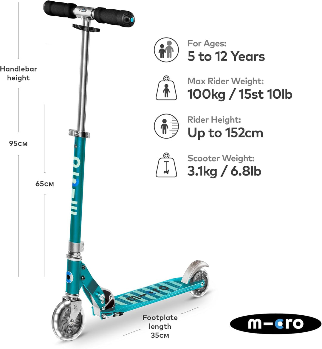 Micro Roller | Micro Sprite LED Kinderroller | Lenker verstellbar | Leuchtrollen | Faltbar | 5-12 Ja