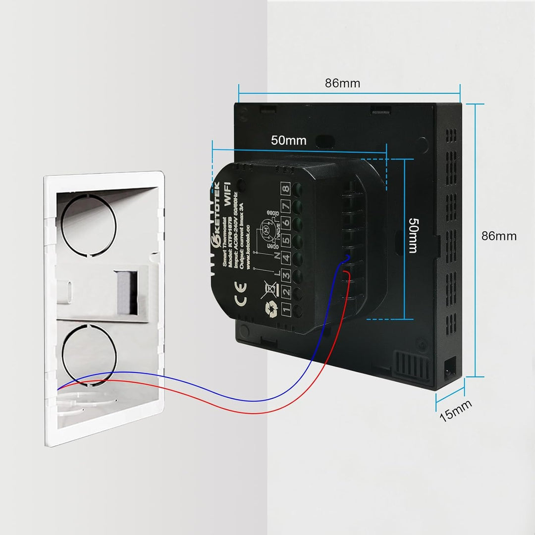 KETOTEK Smart Thermostat für Wasser Fussbodenheizung 3A, Digital Programmierbar Raumthermostat Kompa