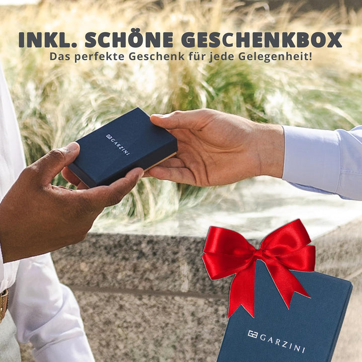 Garzini Magic Wallet, RFID Geldbeutel für Herren aus echtem Leder, Platz für 8 Karten mit Münzfach,