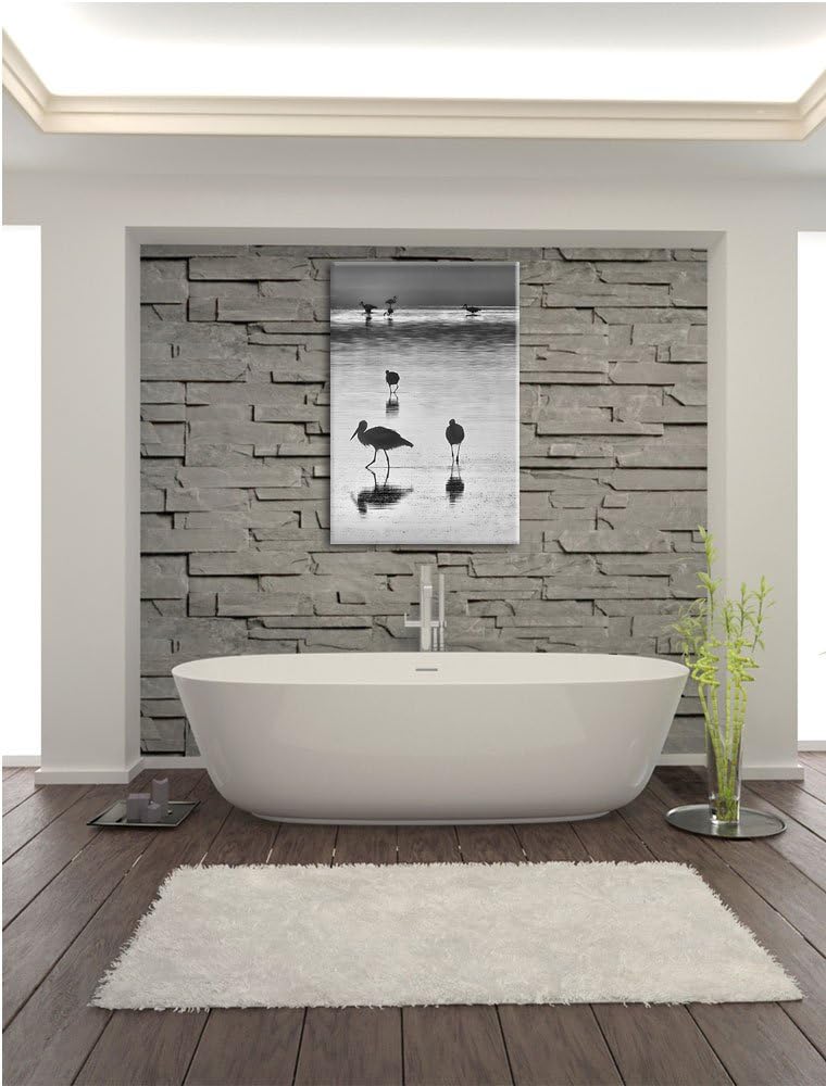 Pixxprint Störche im Wasser als Leinwandbild | Grösse: 100x70 cm | Wandbild | Kunstdruck | fertig be