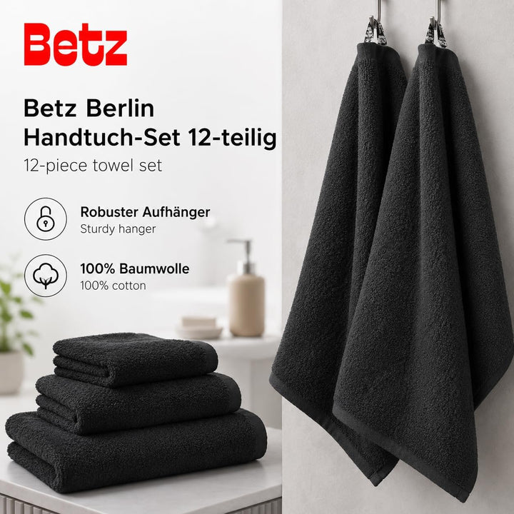 Betz 12 TLG. Handtuch Set Berlin 100% Baumwolle 2 Liegetücher 4 Handtücher 2 Gästetücher 2 Seiflappe