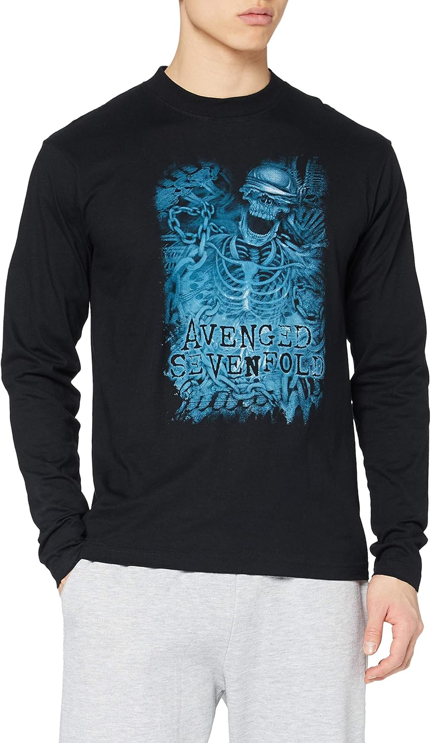 Avenged Seven Fold Herren Avenged Sevenfold Ketten-Skelett T-Shirt, Schwarz, L