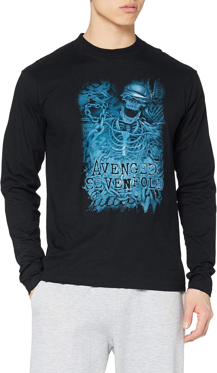 Avenged Seven Fold Herren Avenged Sevenfold Ketten-Skelett T-Shirt, Schwarz, L