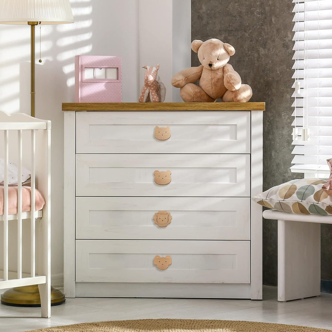 Holz-Tier-Schrankknöpfe, dekorative Holz-Kommodenknöpfe mit Schrauben, Kommode, Zuggriffe, Holz, Mar