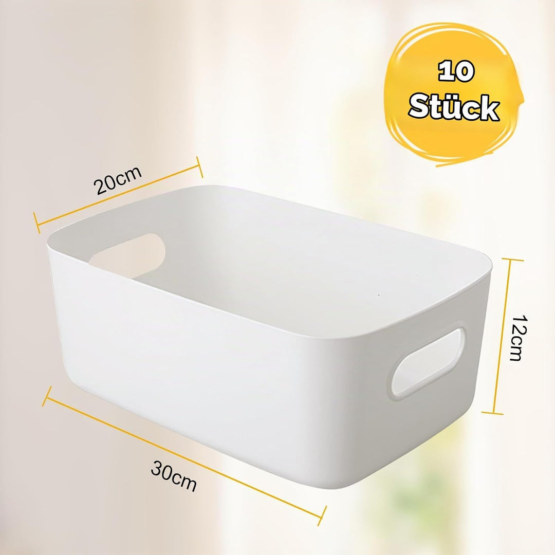 10 Stück Aufbewahrungsbox, 30 x 20 x 12CM Sortierboxen Kunststoff Aufbewahrungskorb, Multifunctional