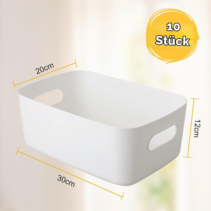 10 Stück Aufbewahrungsbox, 30 x 20 x 12CM Sortierboxen Kunststoff Aufbewahrungskorb, Multifunctional