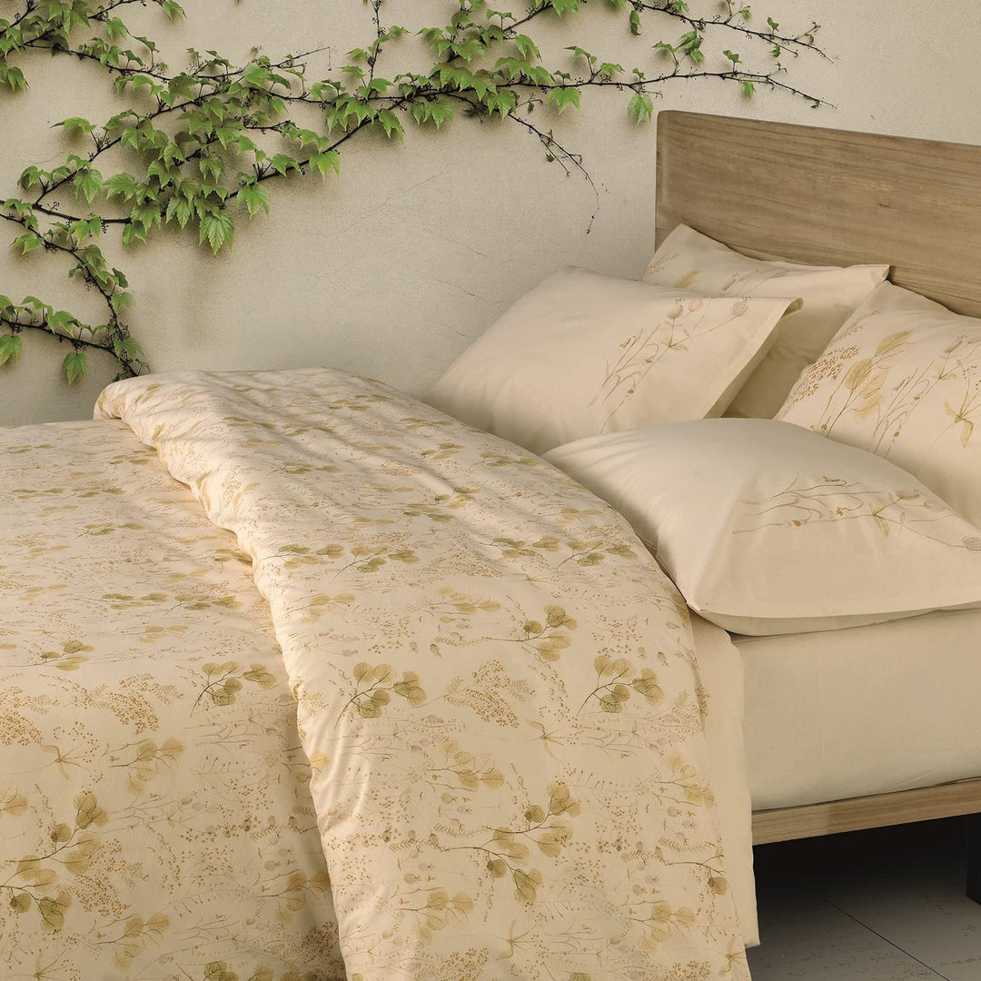 Bettwäsche-Set für Doppelbett, 250 x 200 + 40 cm, Gabel Natur, Art. Wasser, mit System Piu Mio