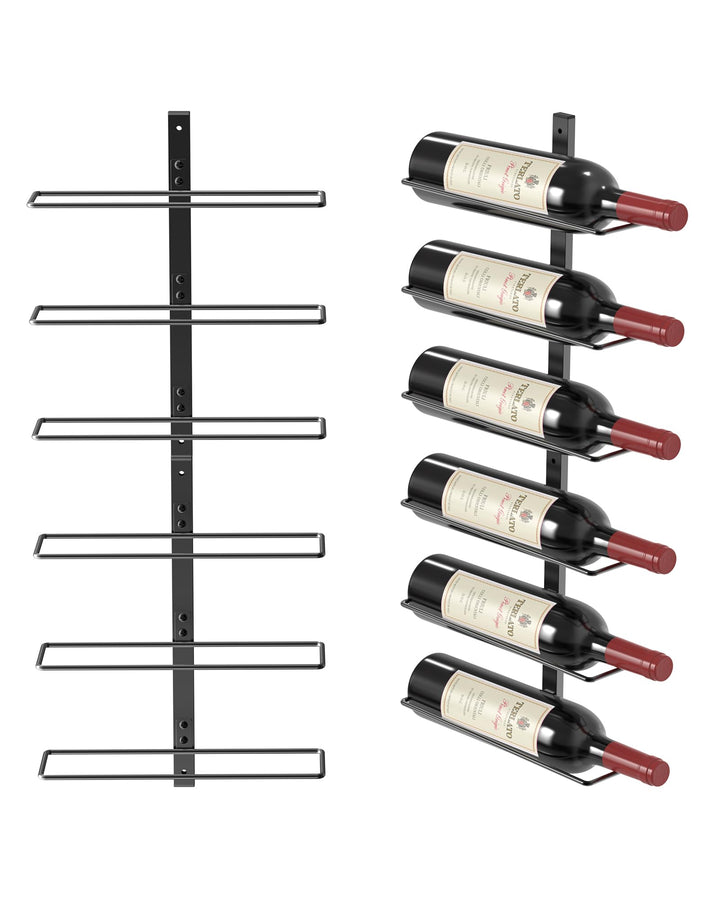 TJ.MOREE Wandmontiertes Weinregal für 6 Flaschen, robuste Metallhalterung für Wein, Champagner und S