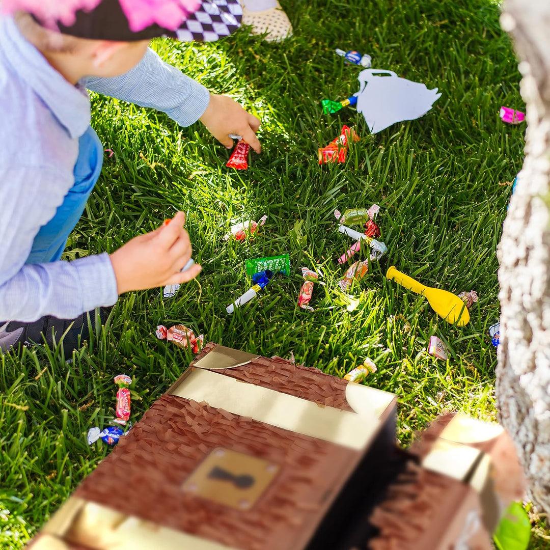 Relaxdays 2er Set Pinata Schatzkiste, zum Aufhängen, Kinder, Mädchen, Jungs, Geburtstag, Befüllen, H