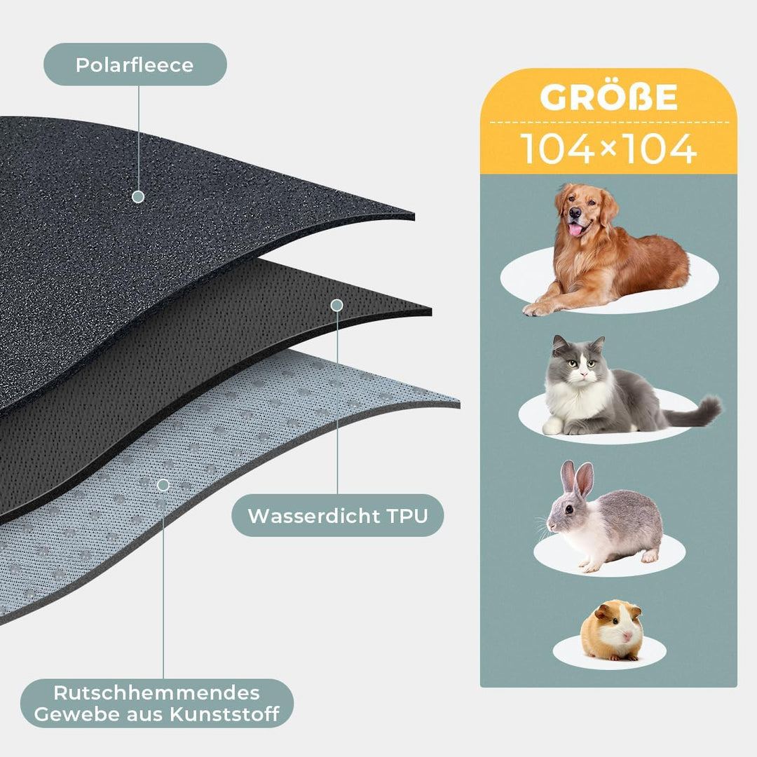 Welpen Unterlagen 2 Stück 104 x 104 cm Inkontinenzunterlage Waschbar PIPI Pads für Meerschweinchen H