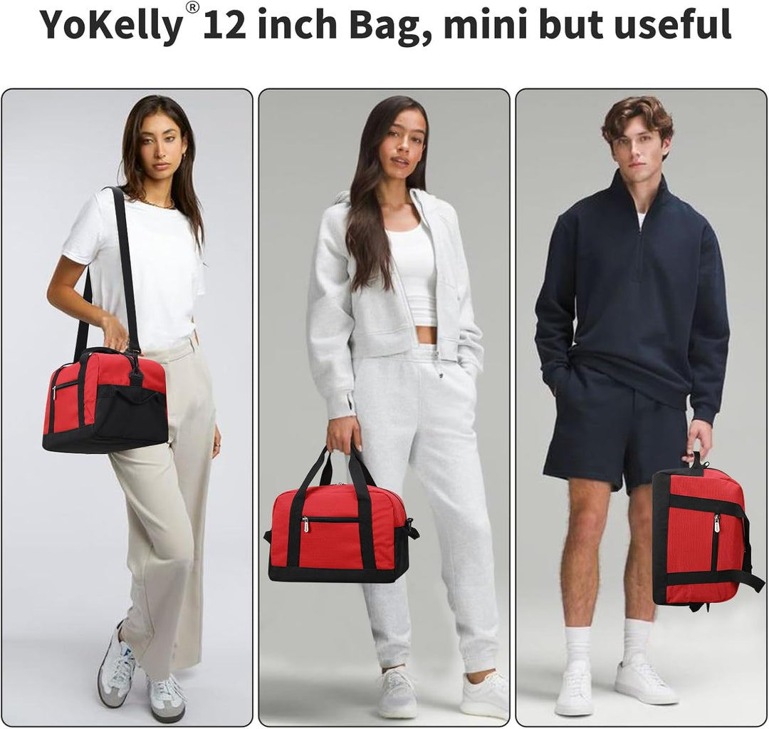 Sporttasche klein, Reisetasche 12L Mini Handgepäck Tasche für Weekender, Fitnesstasche 30x20x25cm-Ro