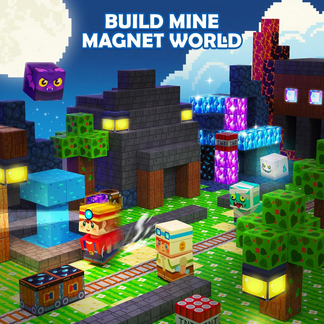 Magnetische Bausteine - Baue Mine Magnet Welt, 150 Teile Magnetblöcke Spielzeug, Outdoor STEM Konstr