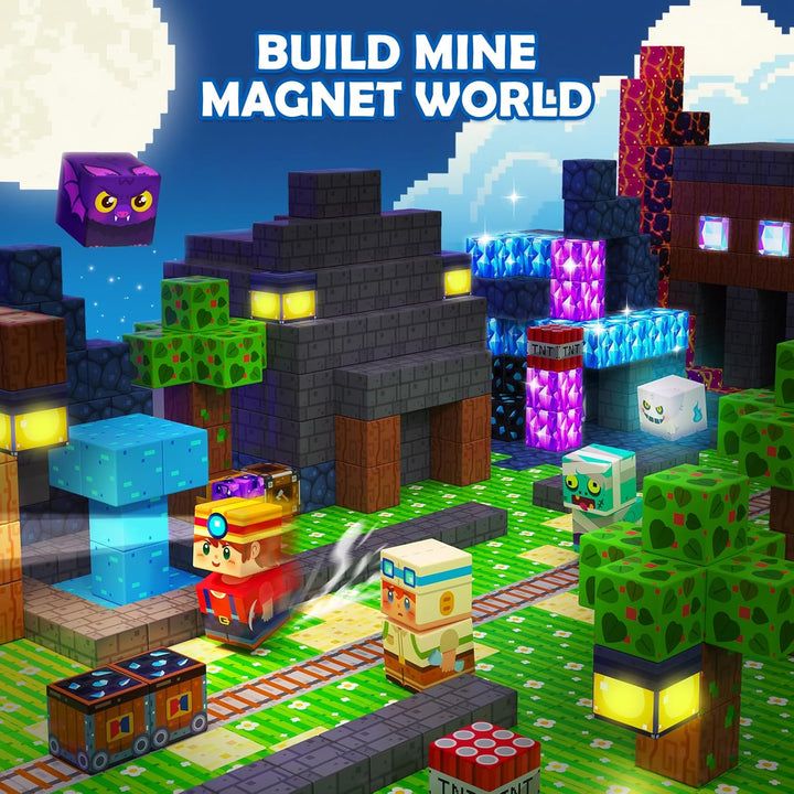 Magnetische Bausteine - Baue Mine Magnet Welt, 150 Teile Magnetblöcke Spielzeug, Outdoor STEM Konstr