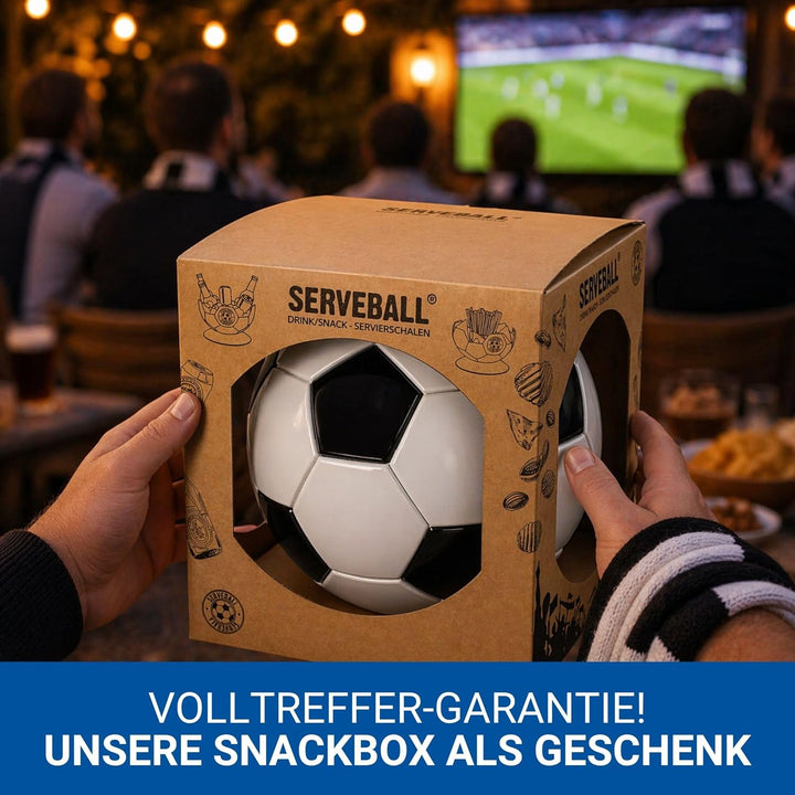 Serveball 'Victory' Snackbox im Fussball Design - Couchbar Snackbox mit Fächern und Getränkehalter -