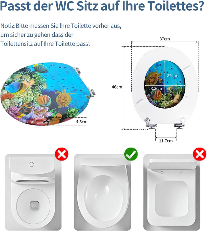 Toilettendeckel mit Absenkautomatik, WC Sitz mit Absenkautomatik Oval Form klodeckel Einfache Reinig