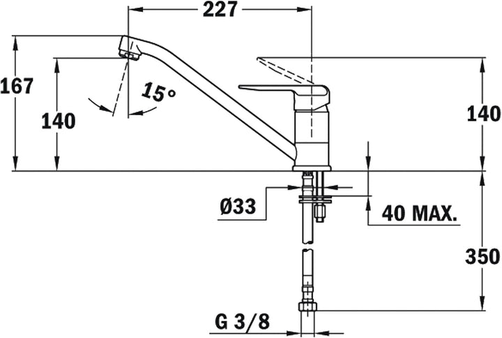 GRIFO IN 913 CROMO Monomando de caño giratorio de fácil limpieza y aireador anticalcáreo