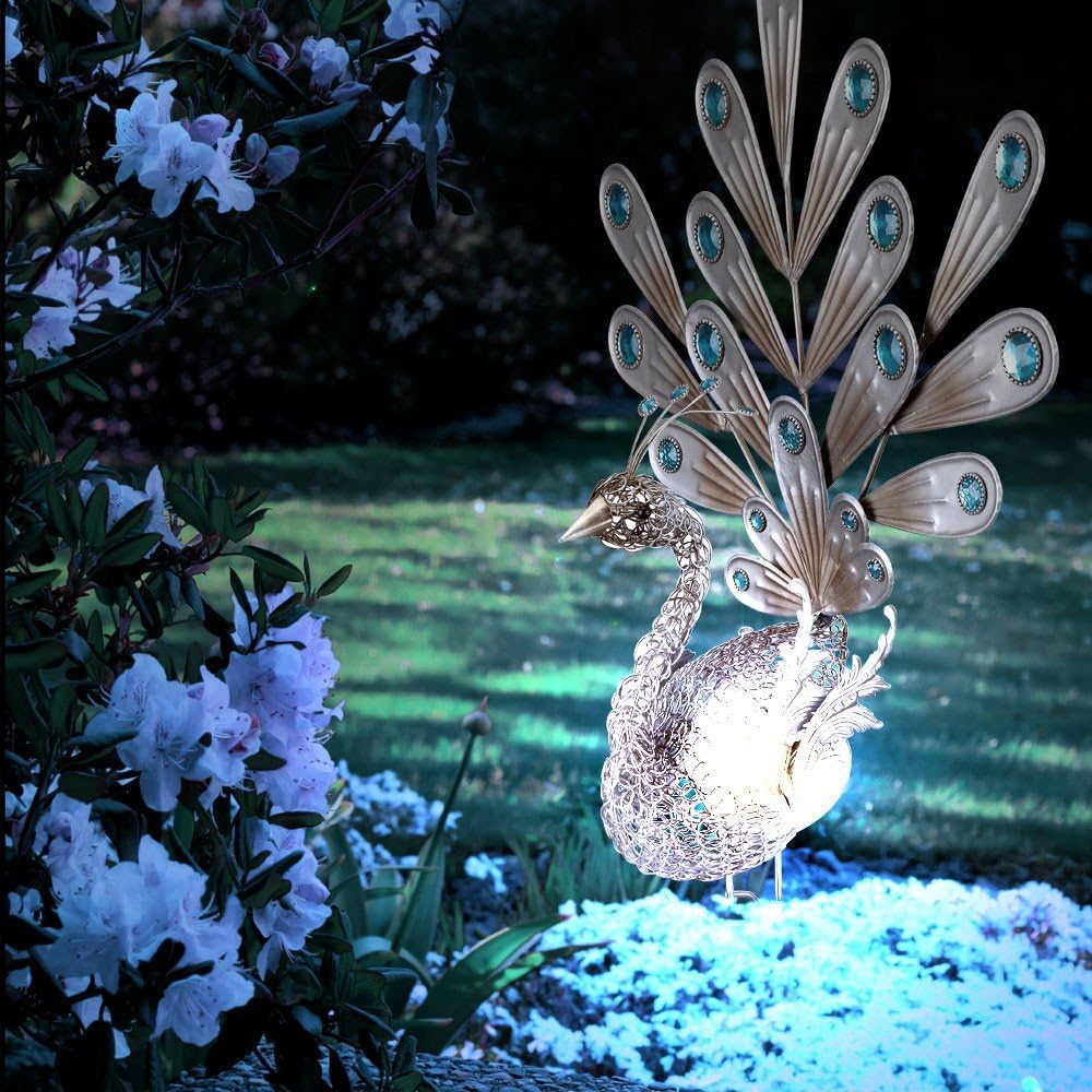 LED Solarleuchte Pfau Au?enbeleuchtung Dekoration Beleuchtung Gartenleuchte Lampe Globo 33309