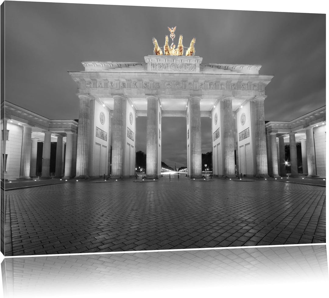 schönes Brandenburger Tor schwarz/weiss Format: 100x70 auf Leinwand, XXL riesige Bilder fertig gerah