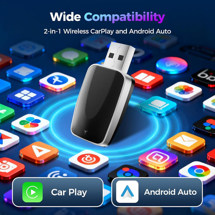 2025 Upgraded 2-in-1 Wireless CarPlay Adapter, Kompatibler Android Auto Adapter, Umwandlung von kabe