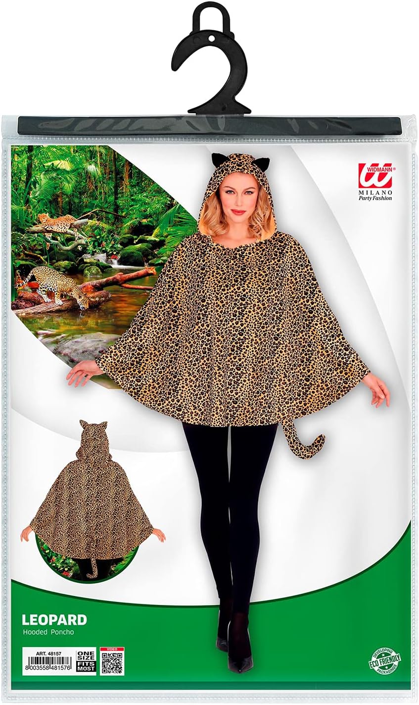 Widmann - Kostüm Leopard, Poncho mit Kapuze, Karneval, Mottoparty