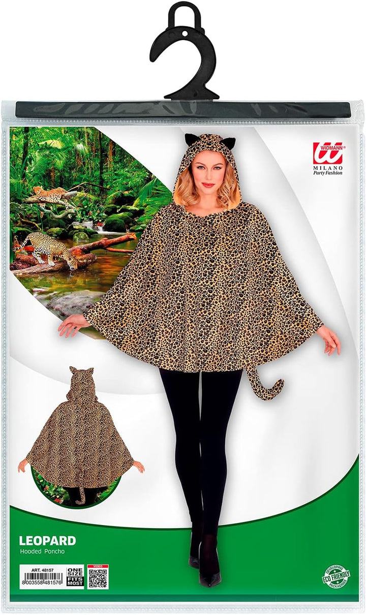 Widmann - Kostüm Leopard, Poncho mit Kapuze, Karneval, Mottoparty