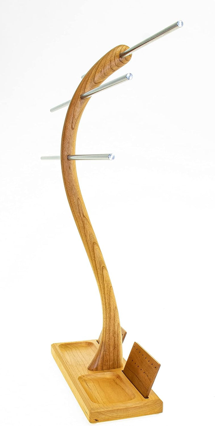Wood-and-Steel-Design Schmuckhalter aus Kirschbaumholz 3Ebenen Schmuckständer Schmuckbäumchen für Ke