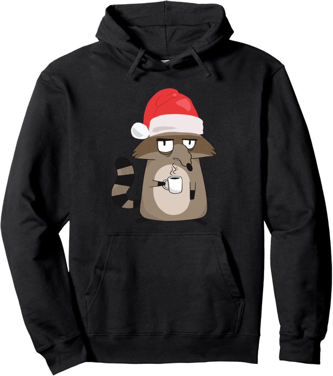Waschbär Christmas Raccoon Weihnachten Weihnachtsmütze Pullover Hoodie