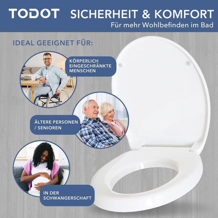 WC-Sitz erhöht 5cm für ältere/behinderte Menschen, WC-Sitzerhöhung Toilettensitz aus Duroplast, leis