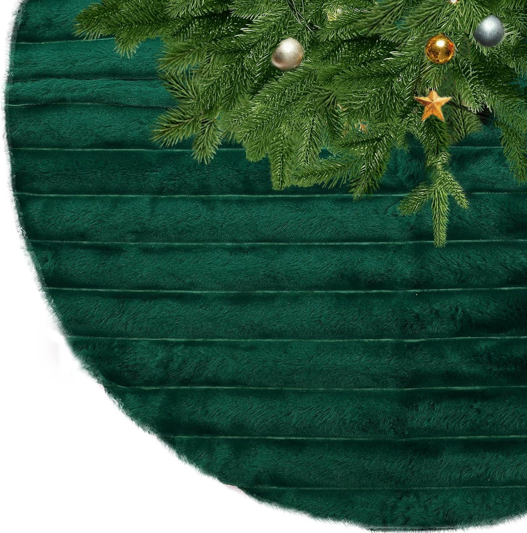 KONVINIT Weihnachtsbaumdecke Grün Luxus Kunstfell Round Christbaumdecke Weihnachtsbaumrock Weihnacht