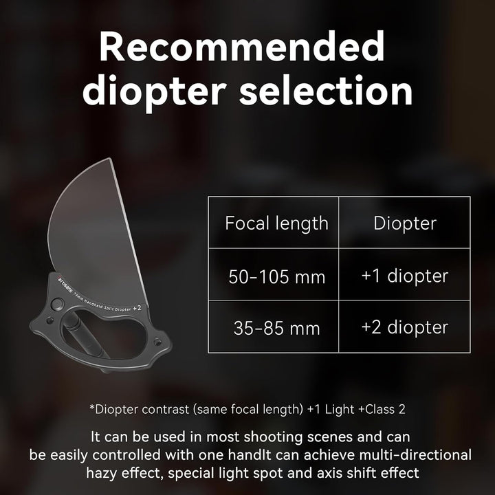 7artisans Handheld Split Dioptrien-Objektivfilter, Universal Glas Kamera Filter Zubehör Spezialeffek