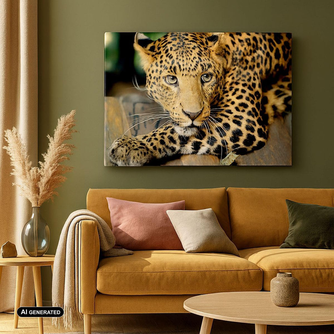 Bilder auf Leinwand 100x70cm Leinwandbild Tiere gefährlich wilde katze Gross Wanddeko Bild Schlafzim