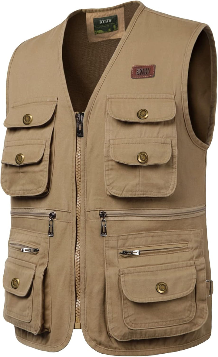 KTWOLEN Herren Outdoor Weste Ärmellose Jacke Weste Knopf Anglerweste Fotografie Angeln Sport Camping
