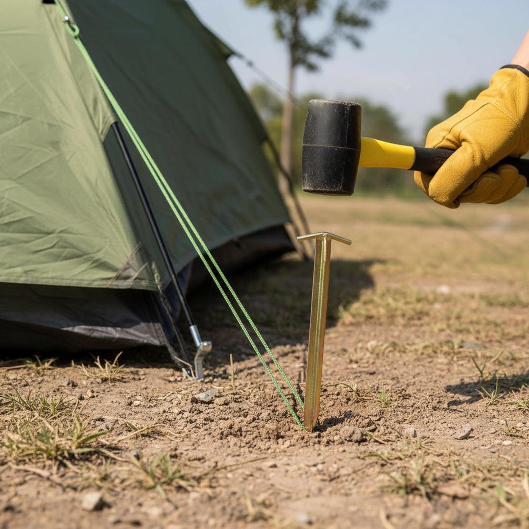com-four® 8X Zelt-Heringe aus Stahl - Lange und robuste Erdnägel mit T-Profil für Camping und Outdoo
