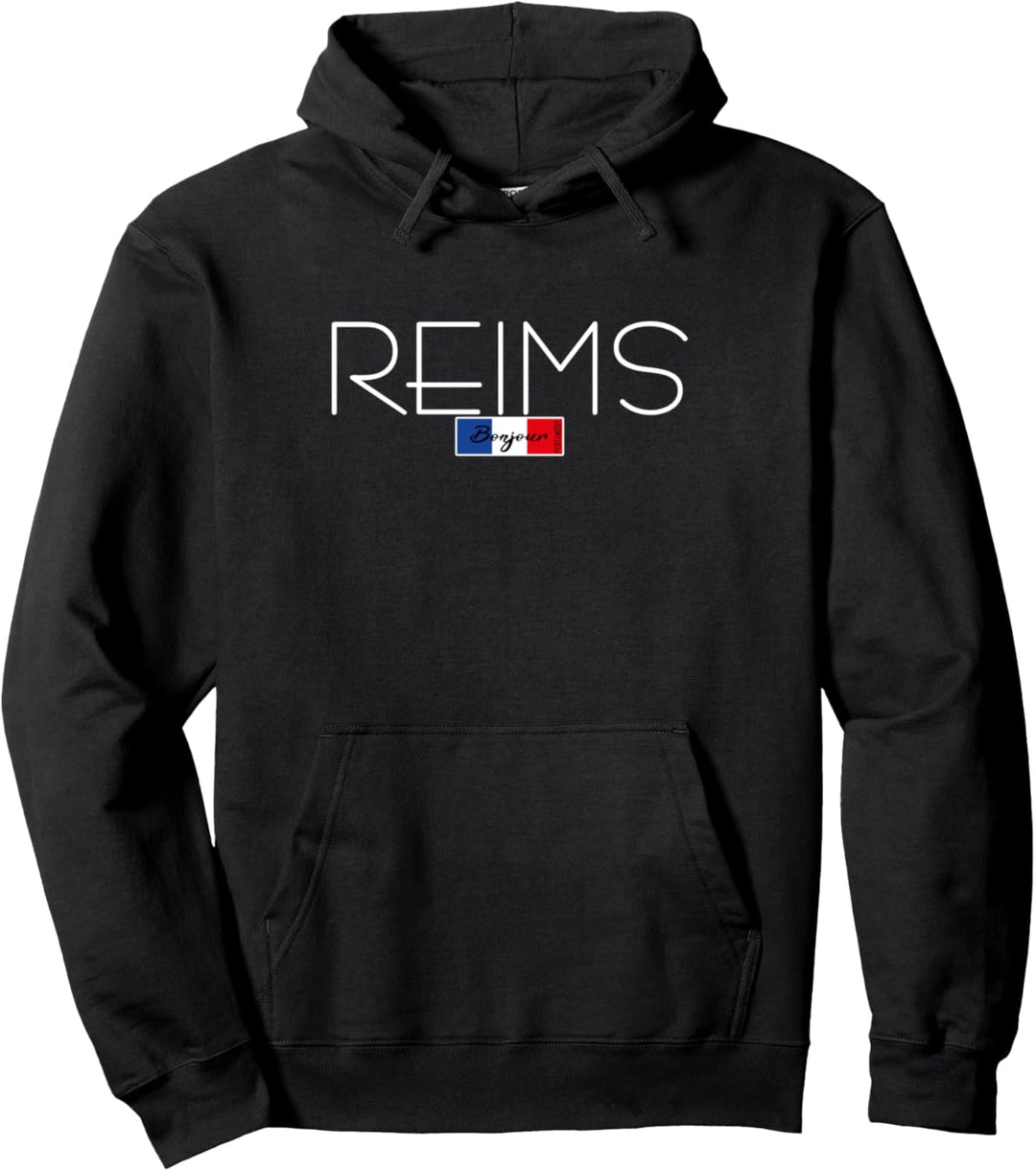 Reims Frankreich Urlaub Sommerparty weisse Schrift Pullover Hoodie