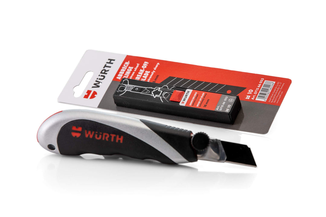Würth Profi 3K-Cutter-Messer und 10 zusätzlichen Abbrechklingen