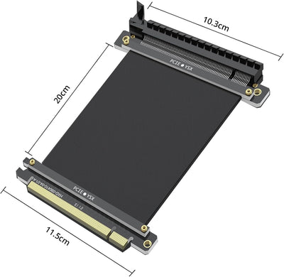 PCI Express 3.0 16X Extender Riser Cable, Anti-interference EMI Material, Black, 180 Degree Cable, 2