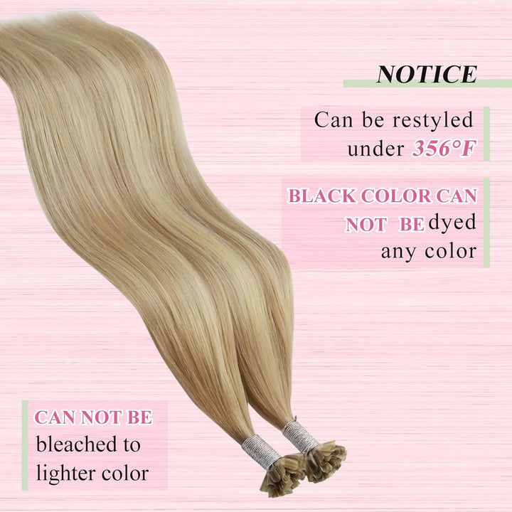 YoungSee Extensions Echthaar Bondings Blond 40cm Echthaar Extensions Bondings Keratin Bonding Extens