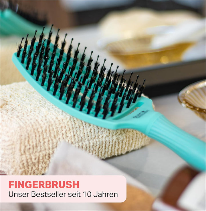 Olivia Garden Fingerbrush Care Iconic - Medium - Mint - Detangler Bürste mit Wildschweinborsten & Ny