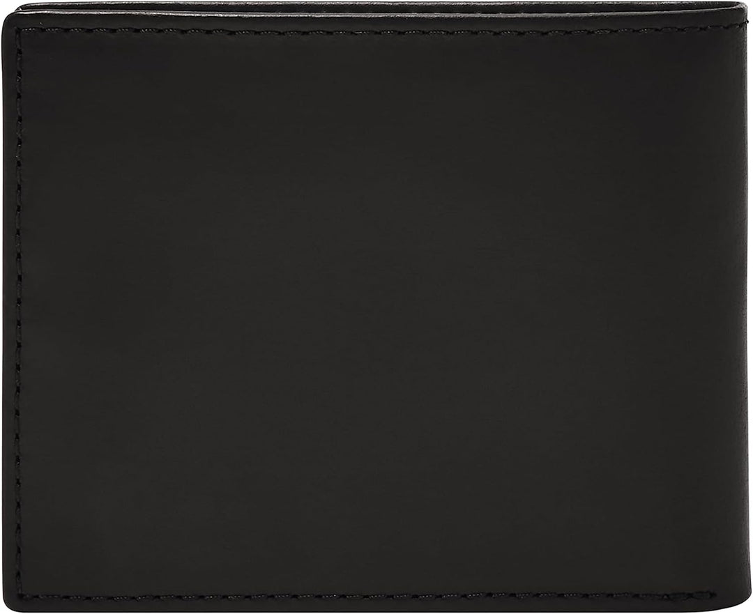Fossil Men's Derrick RFID-Blocking Leather Bifold Wallet with Flip ID Window Schwarz, Schwarz