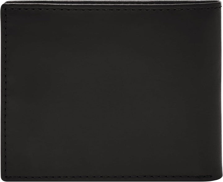 Fossil Men's Derrick RFID-Blocking Leather Bifold Wallet with Flip ID Window Schwarz, Schwarz